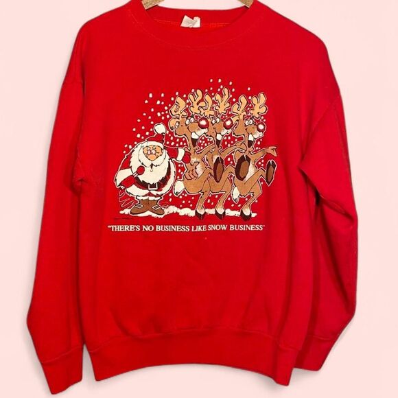 vintage 90s Santa and reindeer christmas sweater - Picture 1 of 5